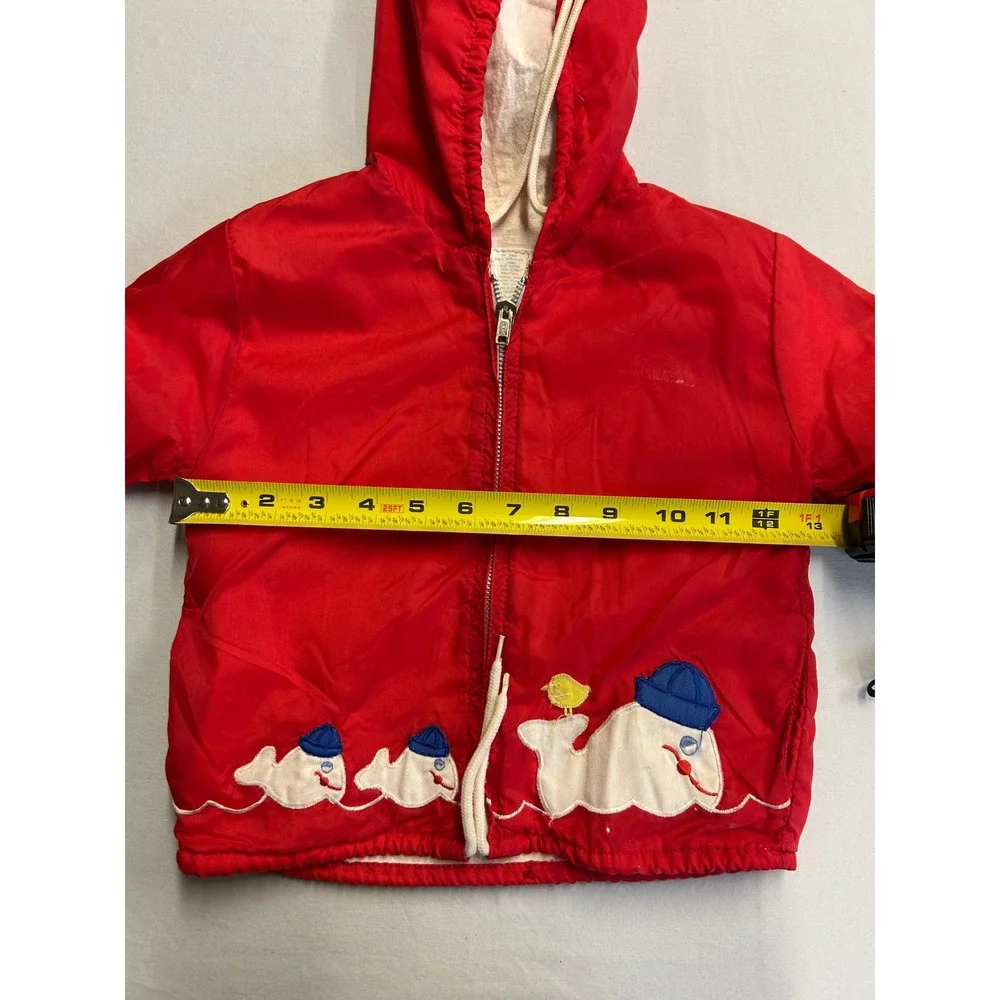 Vintage GHK Red Whale Applique Hooded Windbreaker Jacket Kids RN 27860